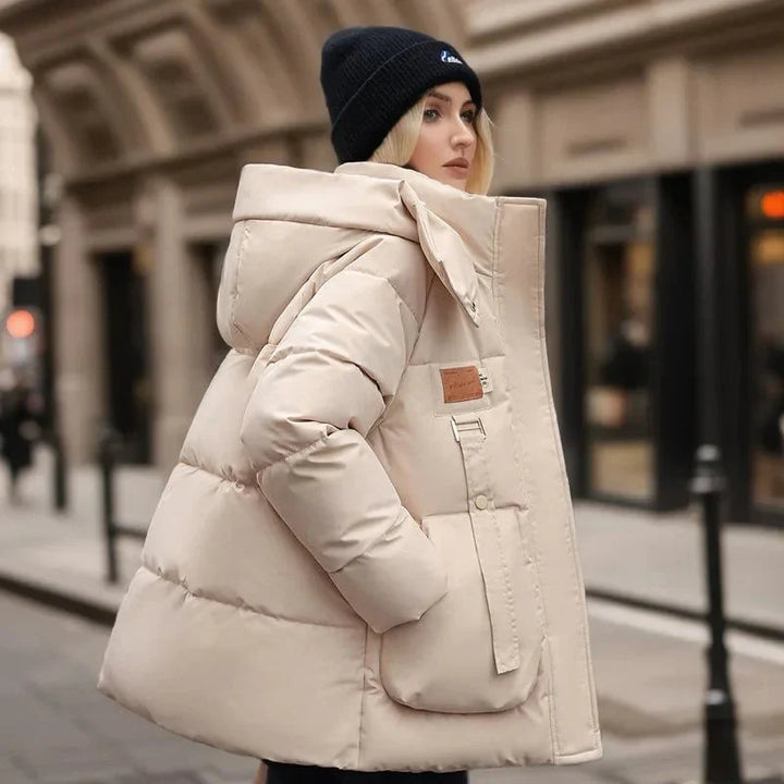 Waterproof Quilted Women's Winter Coat With Hood