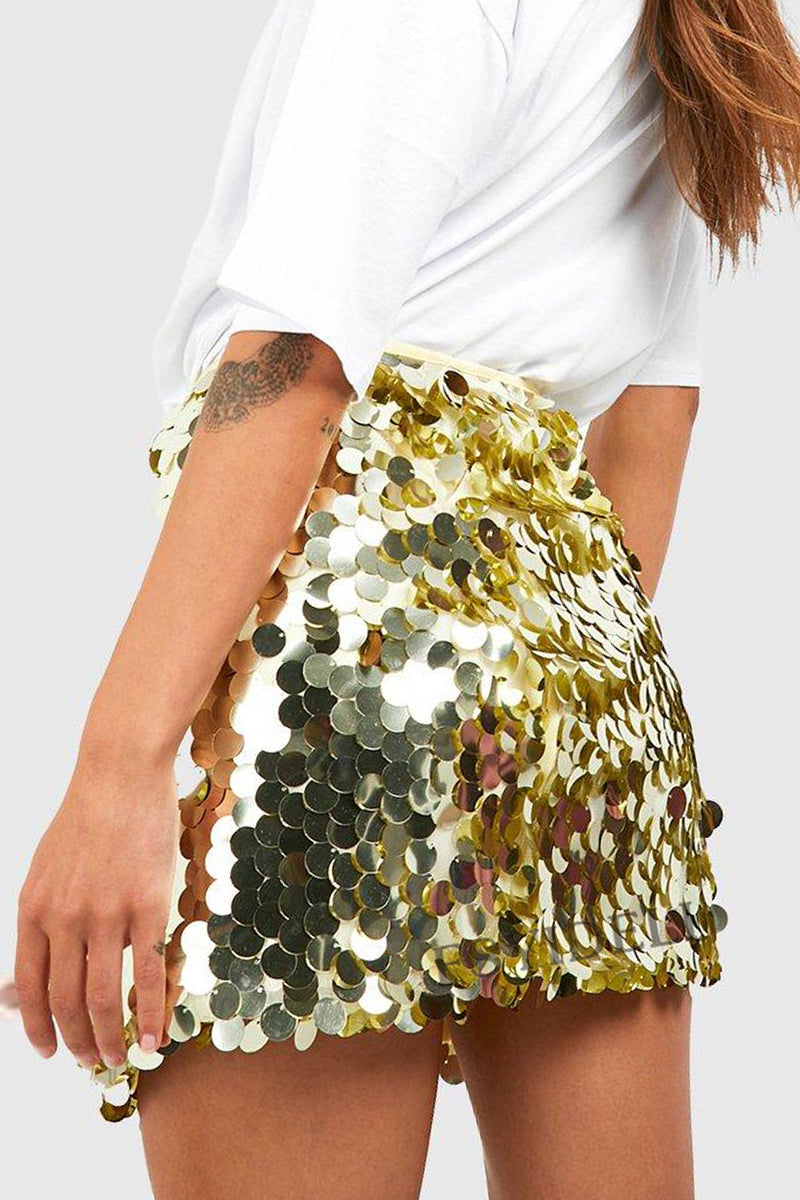 Stijlvolle Dames Glitter Pailletten Mini Rok