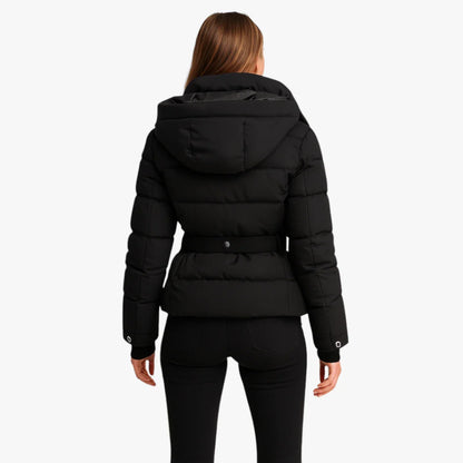Zwarte Winterse Gewatteerde Dames Puffer Jas met Ceintuur