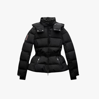 Zwarte Winterse Gewatteerde Dames Puffer Jas met Ceintuur