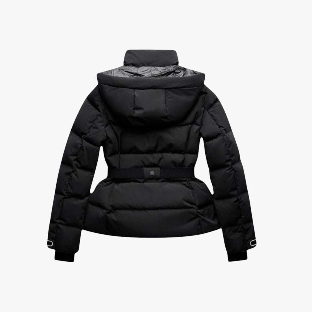 Zwarte Winterse Gewatteerde Dames Puffer Jas met Ceintuur