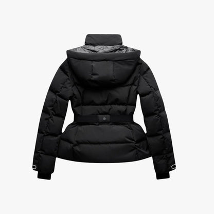 Zwarte Winterse Gewatteerde Dames Puffer Jas met Ceintuur