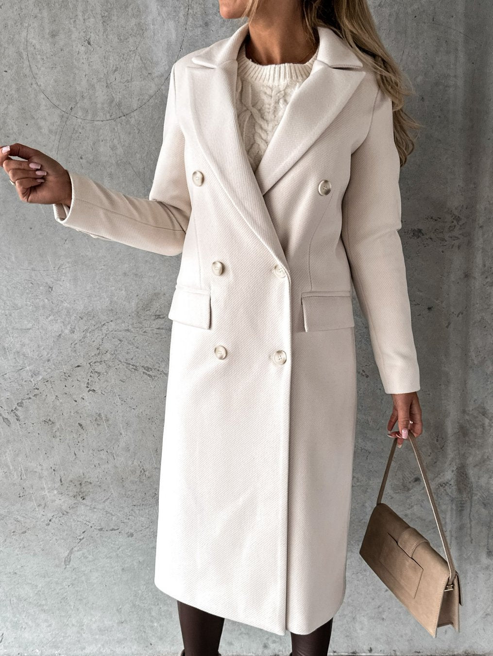 Luxe Dames Trenchcoat Winterjas met Dubbele Knopen