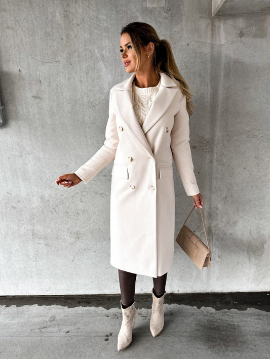 Luxe Dames Trenchcoat Winterjas met Dubbele Knopen