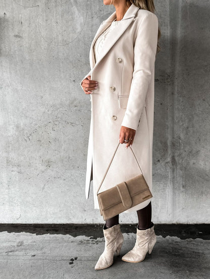 Luxe Dames Trenchcoat Winterjas met Dubbele Knopen