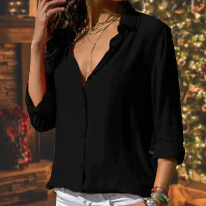 Teila | Satijnen Blouse met Elegante Knopen