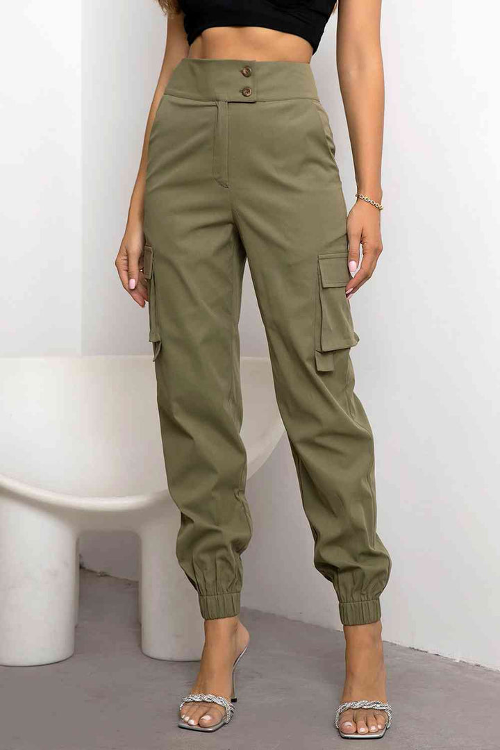 Trendy Women's Cargo Pants with High Waist and Straight Fit