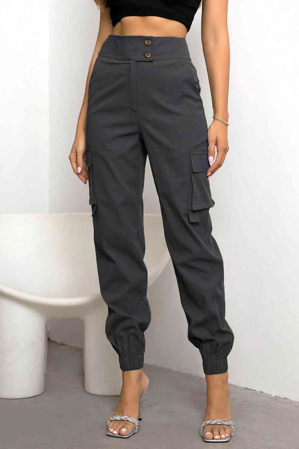 Trendy Women's Cargo Pants with High Waist and Straight Fit