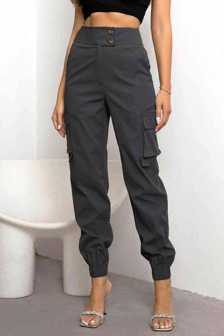 Trendy Women's Cargo Pants with High Waist and Straight Fit