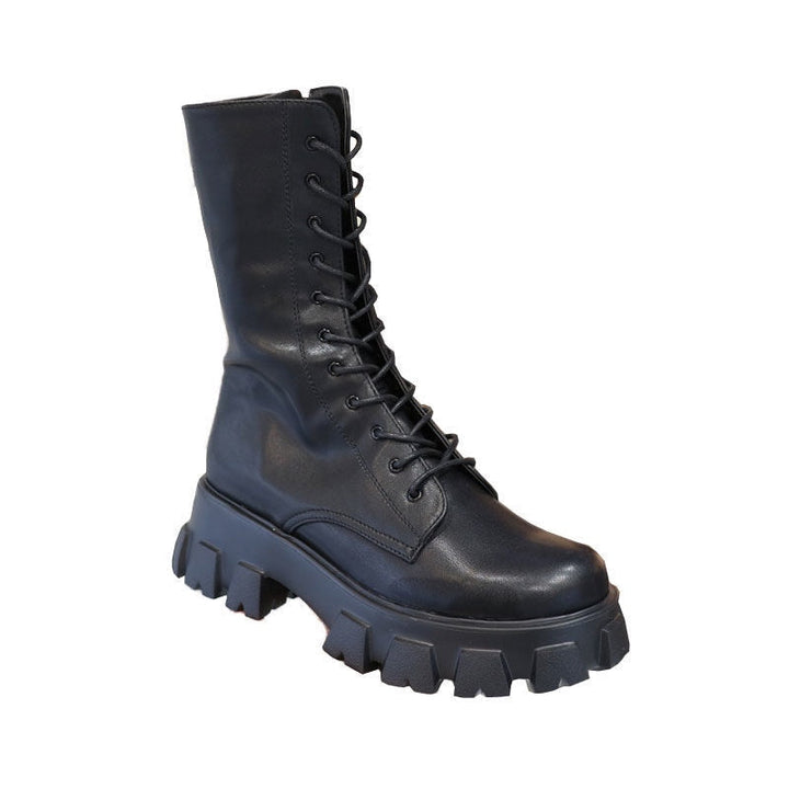 Bottes Combat Tendance pour Femme avec Semelle Épaisse et Lacets