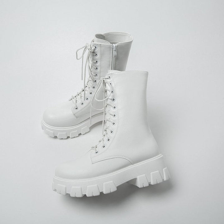 Bottes Combat Tendance pour Femme avec Semelle Épaisse et Lacets