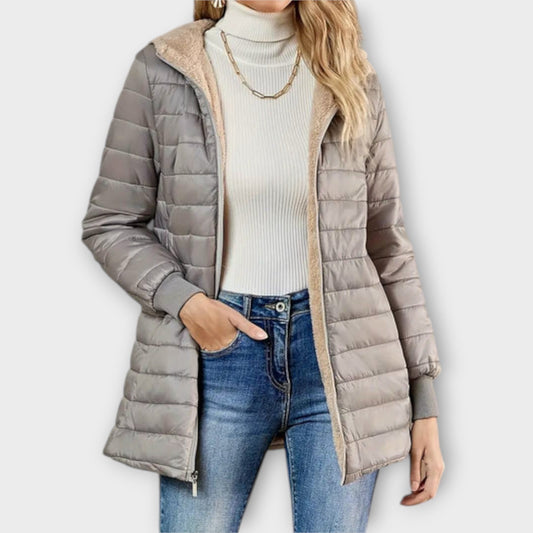 Trendy Lange Dames Quilted Winterjas met Rits