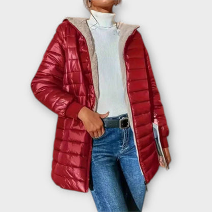 Trendy Lange Dames Quilted Winterjas met Rits