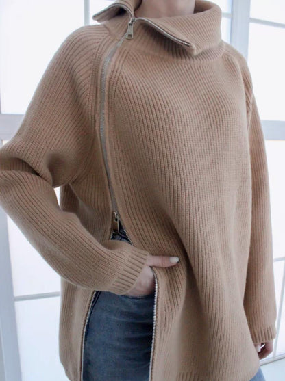 Warme Oversized Comfortabele Dames Trui met Rits