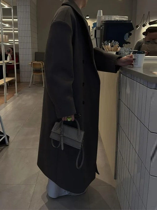 Oversized Women's Coat with Double Buttons