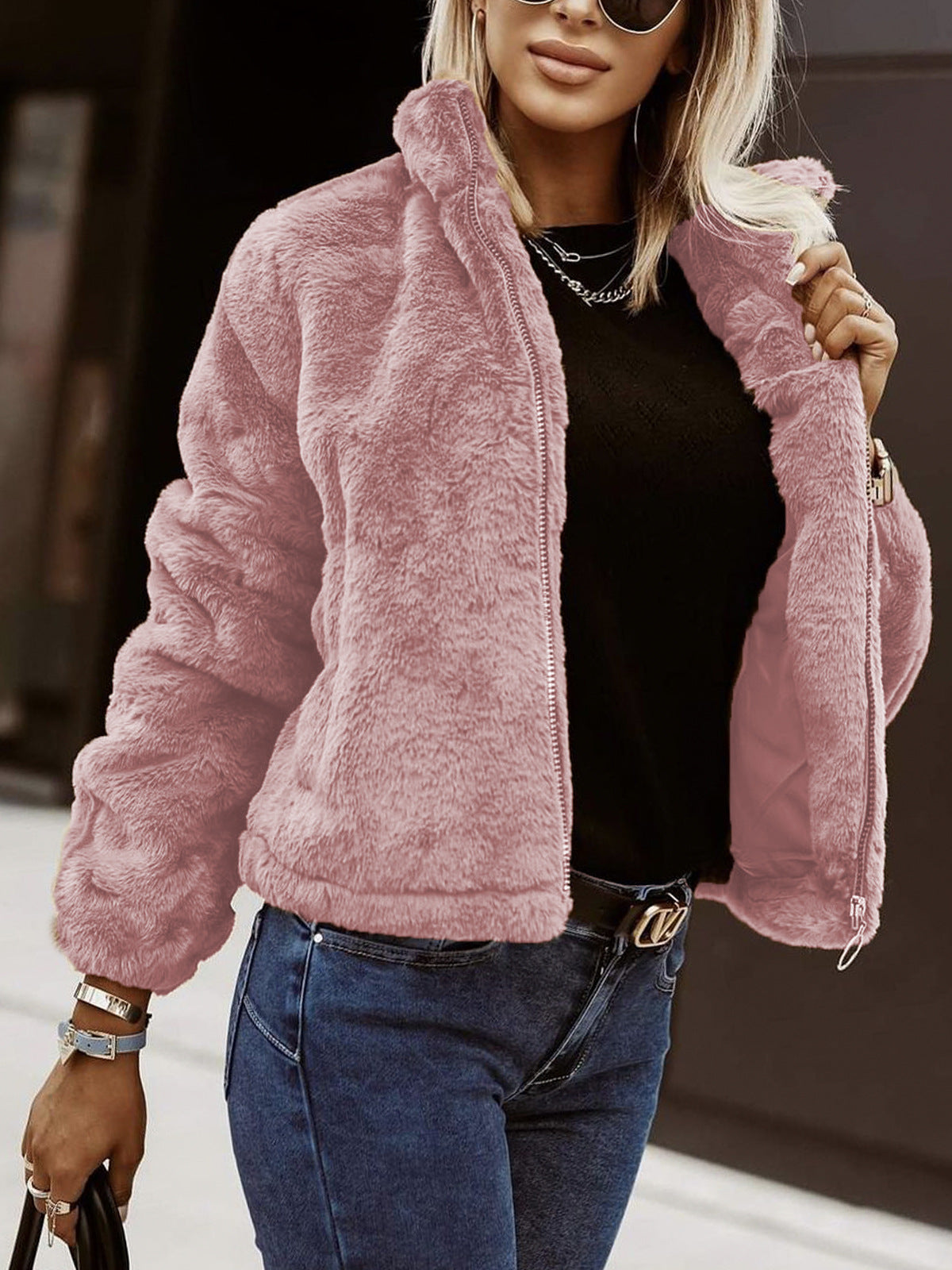 Trendy Comfortabele Dames Teddy Jas met Rits