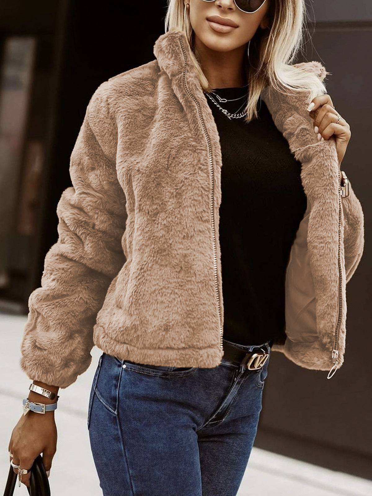Trendy Comfortabele Dames Teddy Jas met Rits
