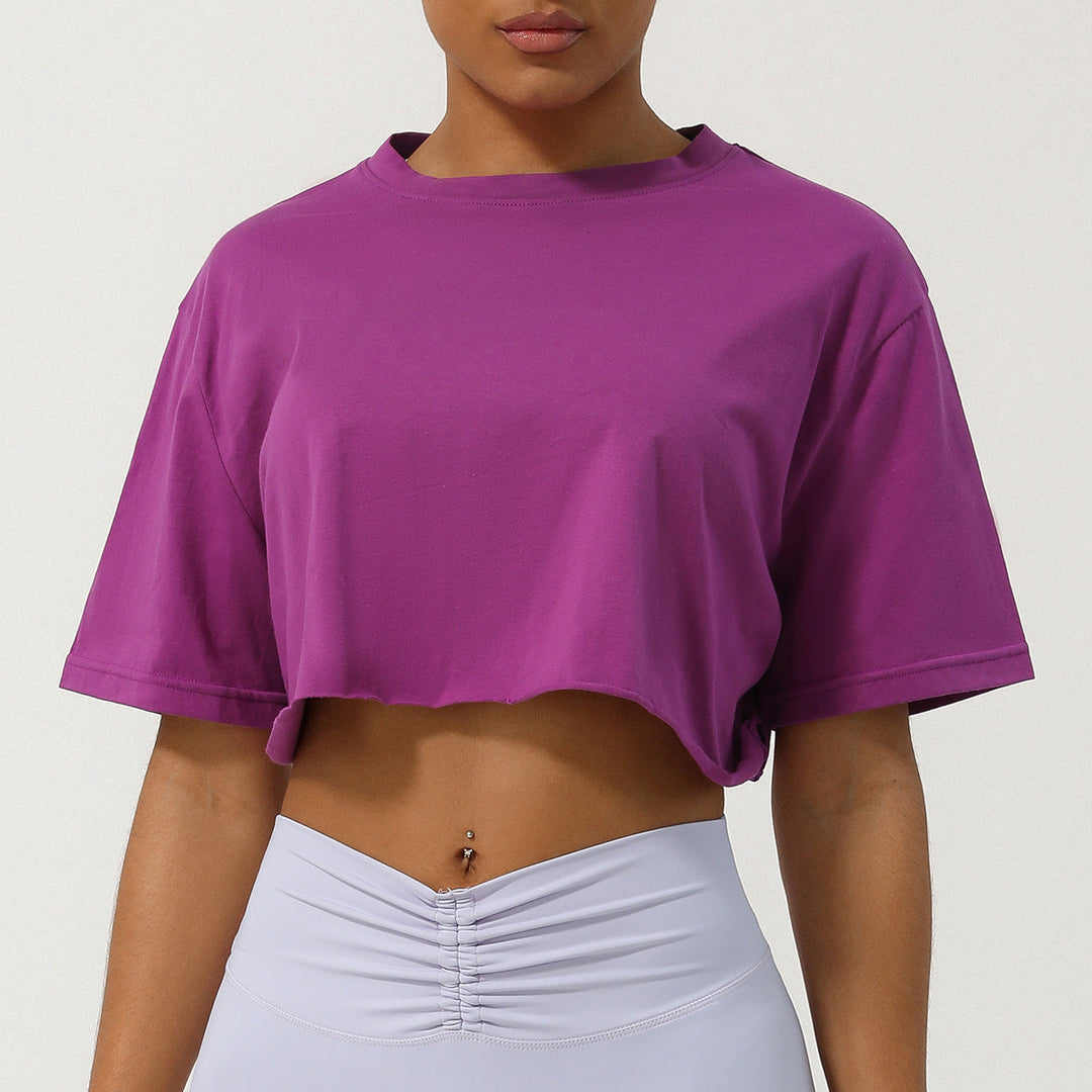 Modny damski crop top z krótkim rękawem i luźnym krojem