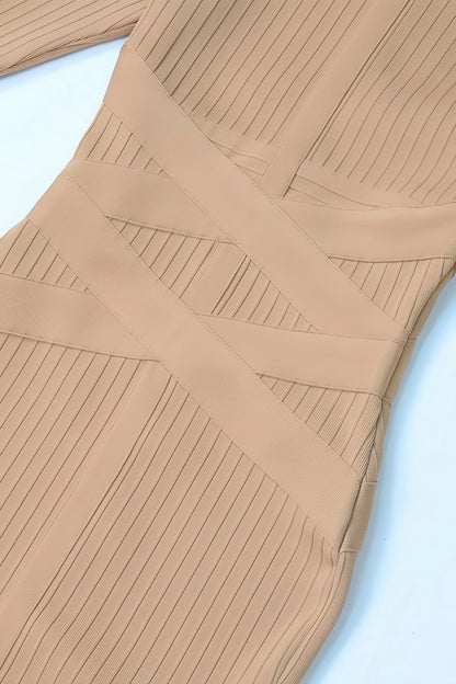 Halyn | Bandage Midijurk met Geribde Structuur