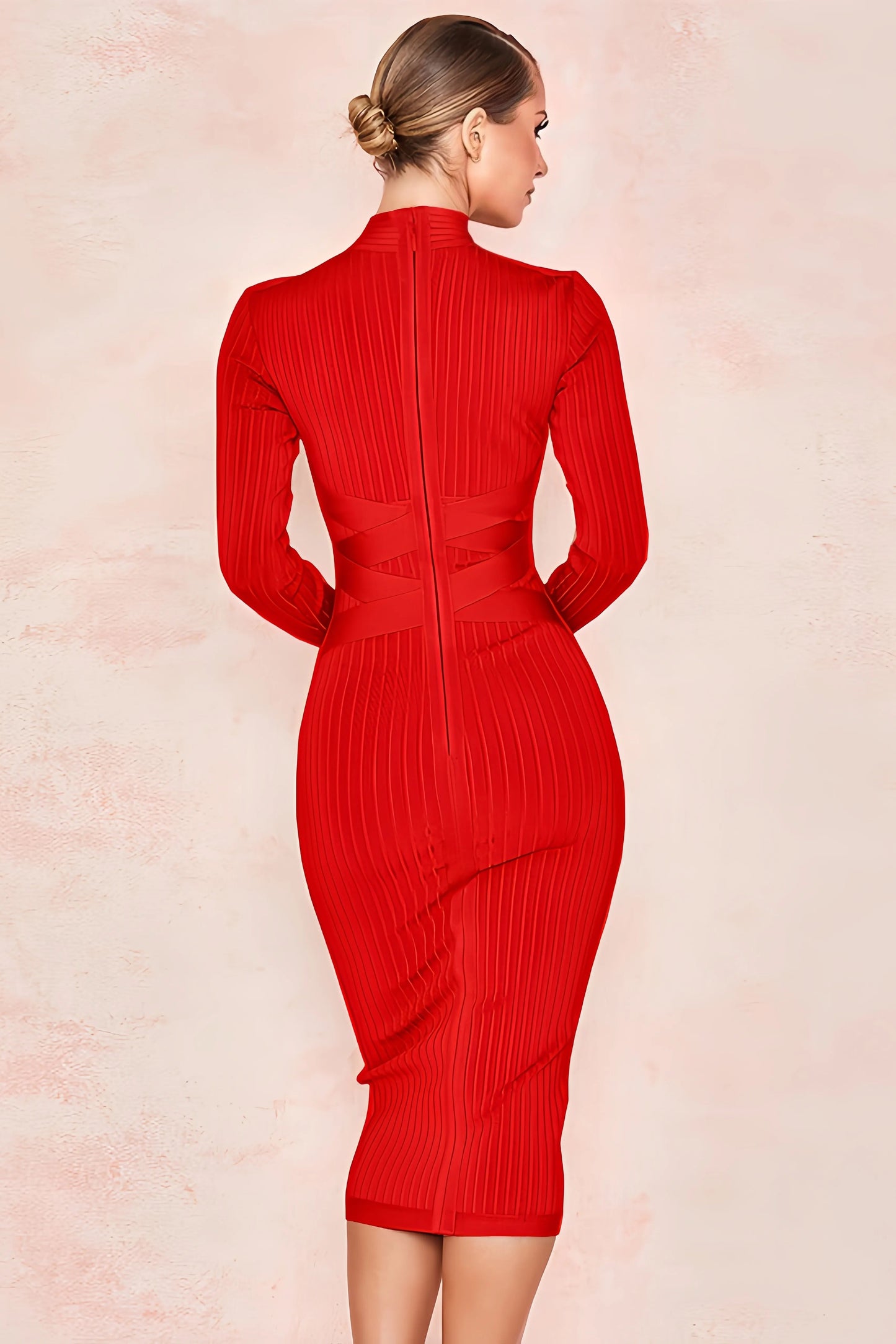 Halyn | Bandage Midijurk met Geribde Structuur