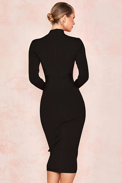 Halyn | Bandage Midijurk met Geribde Structuur