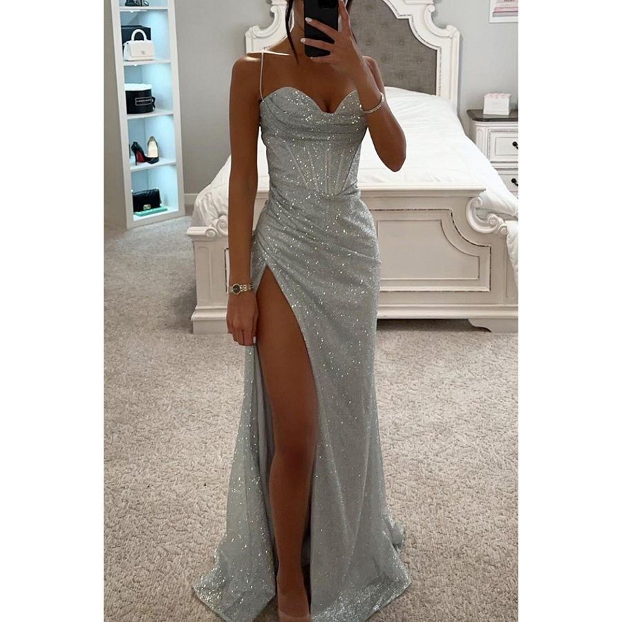 Aubrey | Satin Gala Maxi Dress with Split