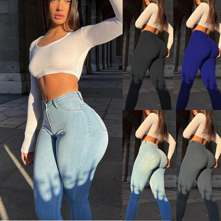 Stretch Women's Jeans with High Waist and Push-Up Fit