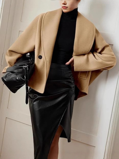 Chique Oversized Dames Mantel Jas met Sjaalkraag