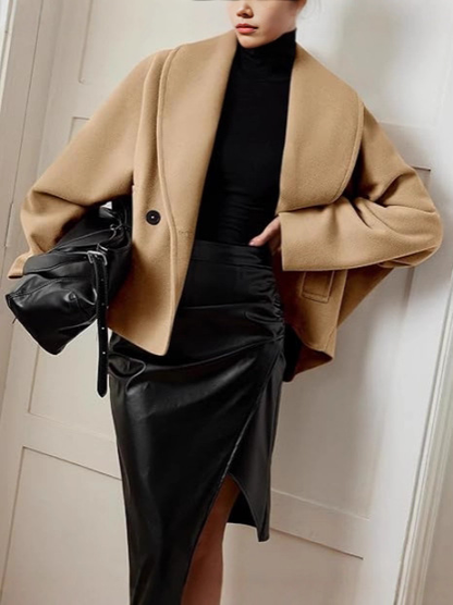 Chique Oversized Dames Mantel Jas met Sjaalkraag