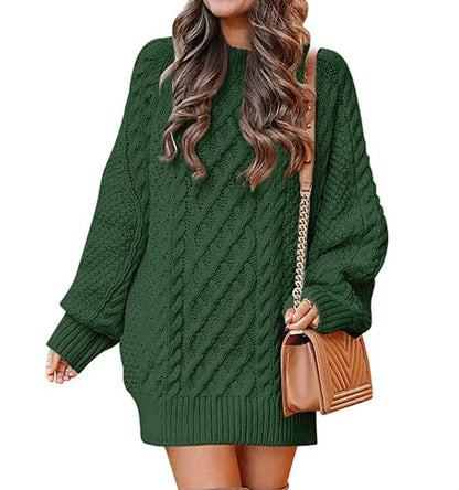 Gebreide Oversized Dames Mini Sweater Jurk met Lange Mouwen