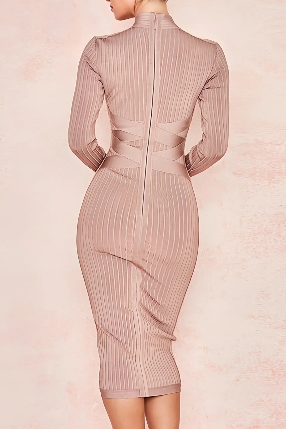 Halyn | Bandage Midijurk met Geribde Structuur