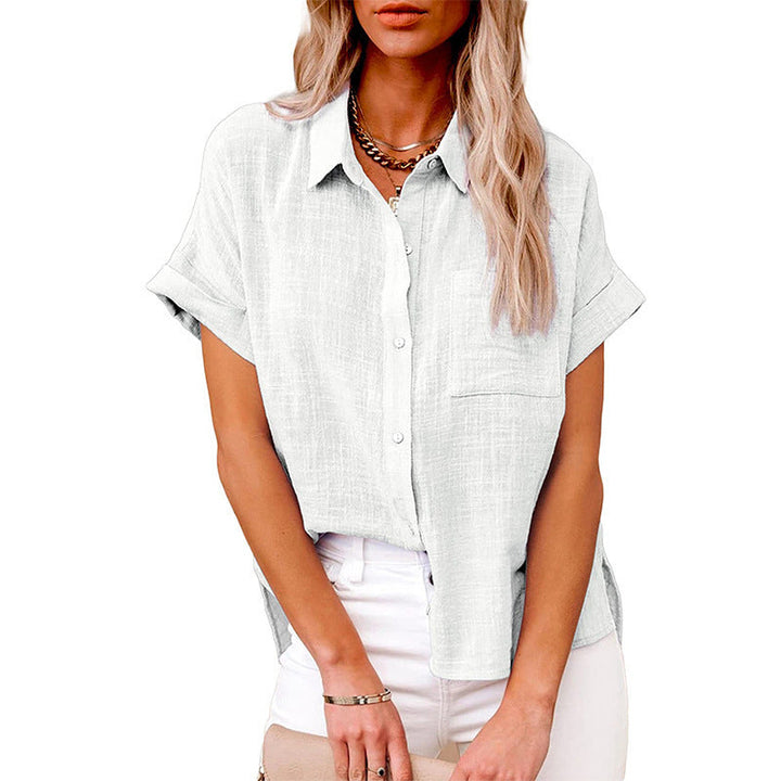 Casual Women's Shirt Blouse with Chest Pocket and Loose Fit