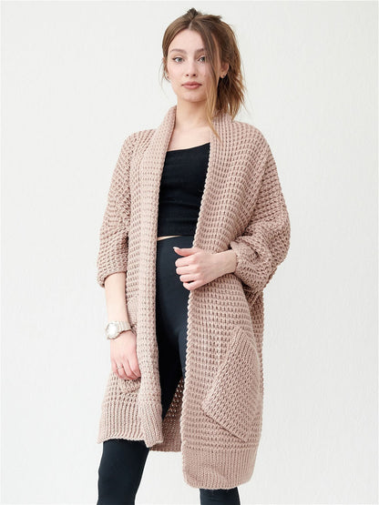 Trendy Oversized Warme Dames Cardigan met Zakken