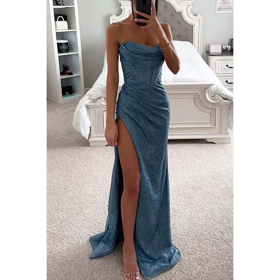 Aubrey | Satin Gala Maxi Dress with Split