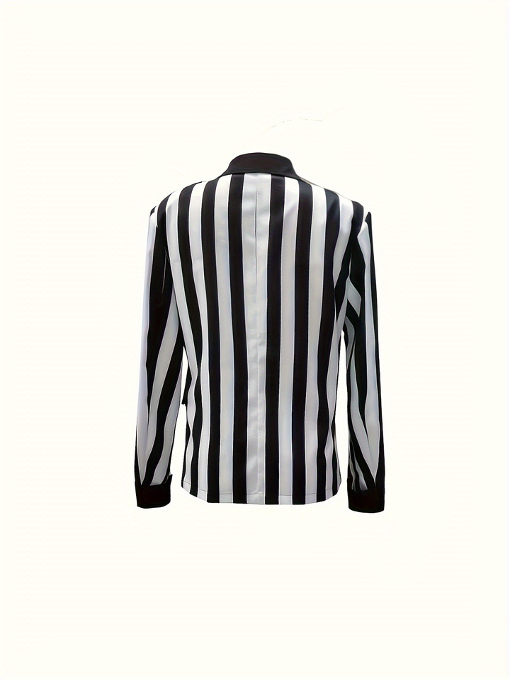 Dames Zwart Wit Gestreepte Blazer met Zakken