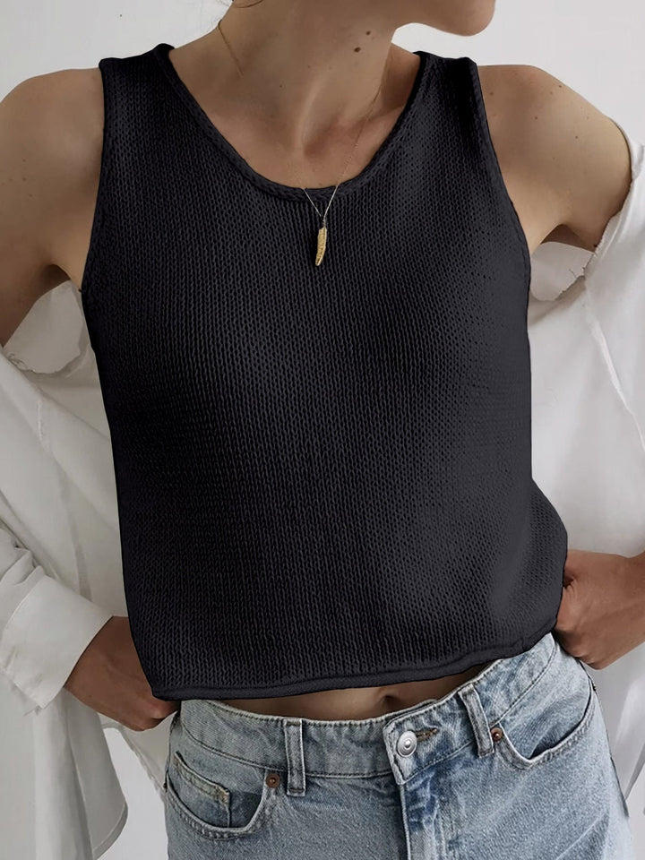 Soft Women's Cropped Tank Top with Knitted Texture