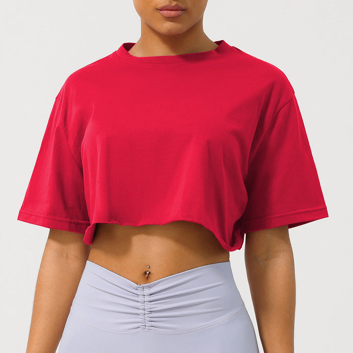 Modny damski crop top z krótkim rękawem i luźnym krojem