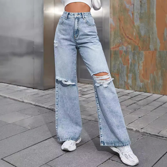 Antonetta | Wide-Leg Ripped Jeans met Urban Look