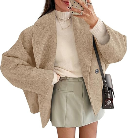 Chique Oversized Dames Mantel Jas met Sjaalkraag