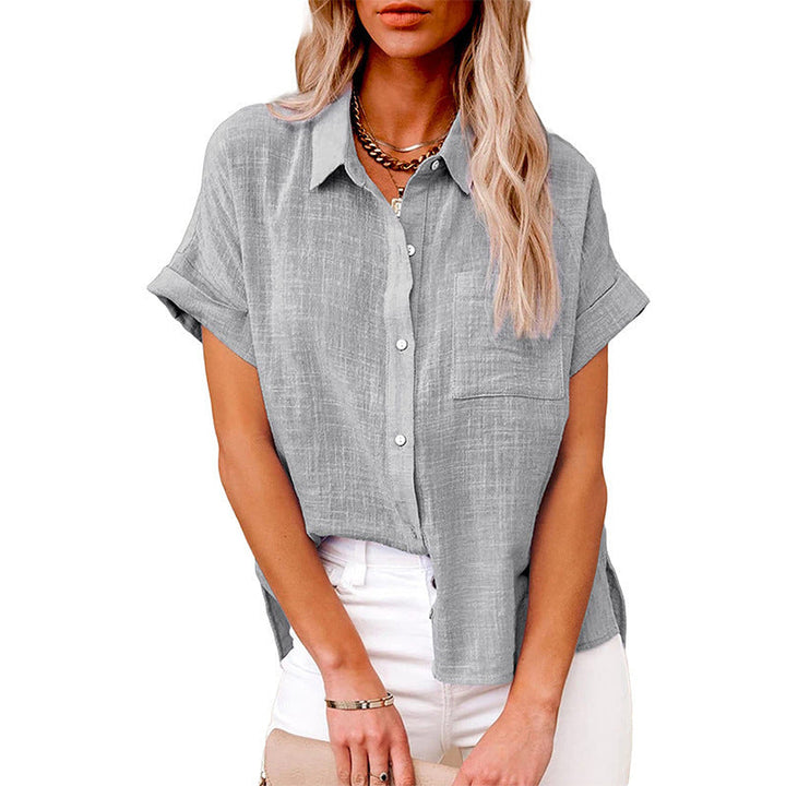 Casual Women's Shirt Blouse with Chest Pocket and Loose Fit