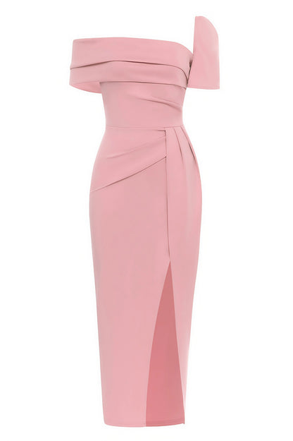 Lyza | Asymmetrische Avondjurk met Split en Off-Shoulder Detail