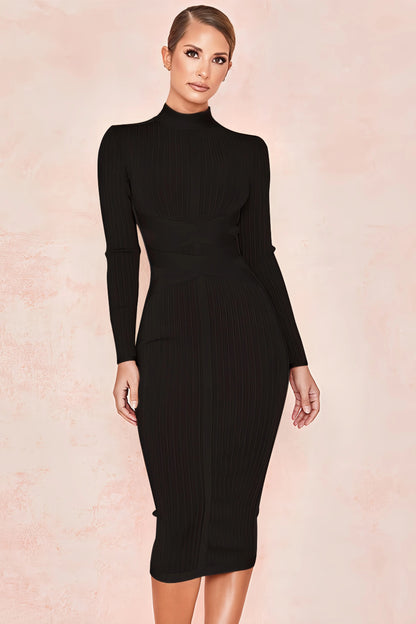 Halyn | Bandage Midijurk met Geribde Structuur