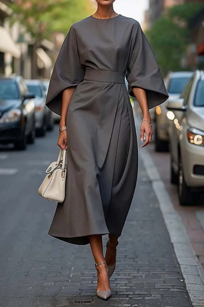 Samara | Elegant Balloon-Sleeve Midi Dress