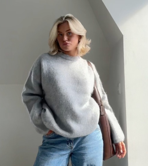 Pull doux pour femmes à manches longues et col rond