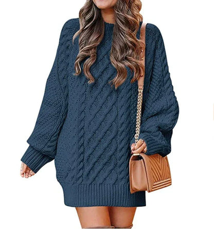 Gebreide Oversized Dames Mini Sweater Jurk met Lange Mouwen