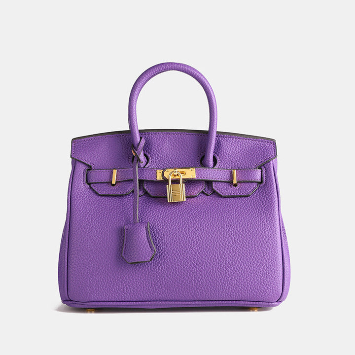 Elegant Women's Handbag with Gold-Toned Lock Detail
