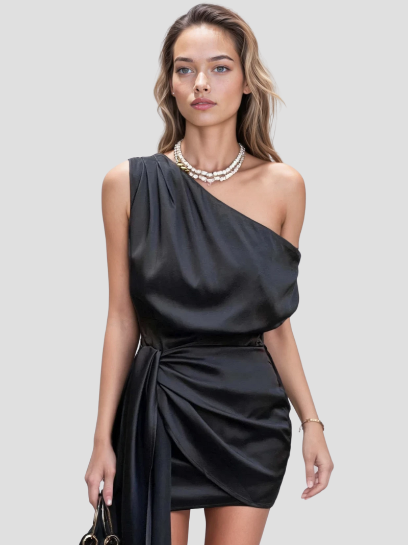 Yolie | Mini robe satinée élégante à une épaule