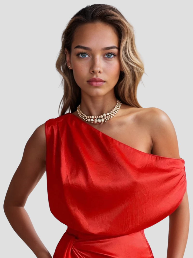 Yolie | Mini robe satinée élégante à une épaule