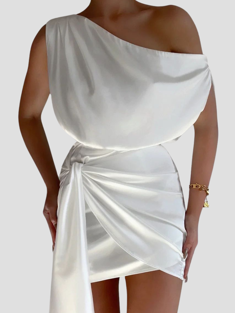 Yolie | Mini robe satinée élégante à une épaule