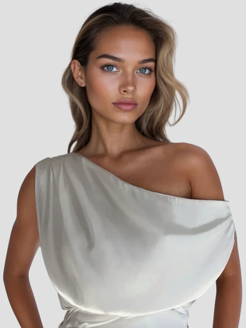 Yolie | Mini robe satinée élégante à une épaule